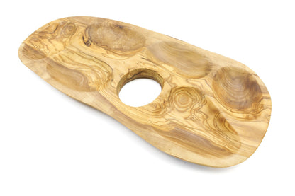 Servierplatte aus Olivenholz in unregelmäßiger Form, mehrteilig