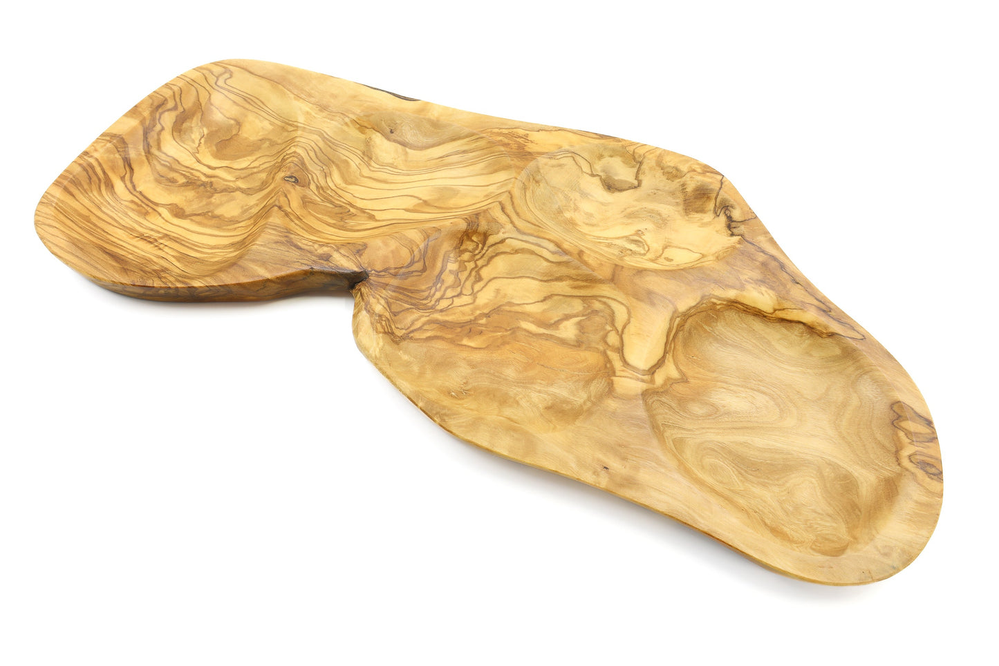 Servierplatte aus Olivenholz in unregelmäßiger Form, mehrteilig