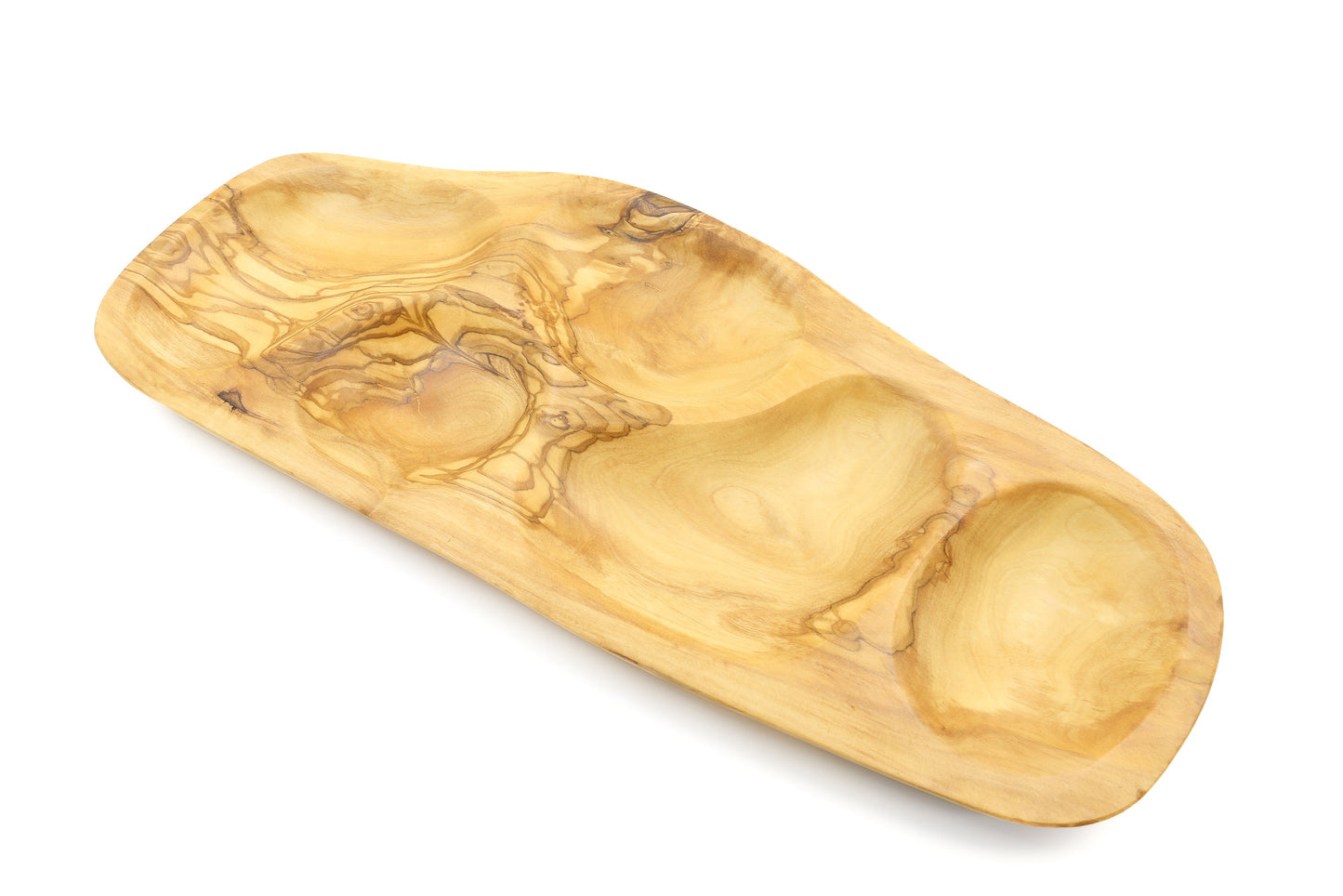Servierplatte aus Olivenholz in unregelmäßiger Form, mehrteilig
