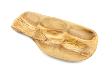 Servierplatte aus Olivenholz in unregelmäßiger Form, mehrteilig
