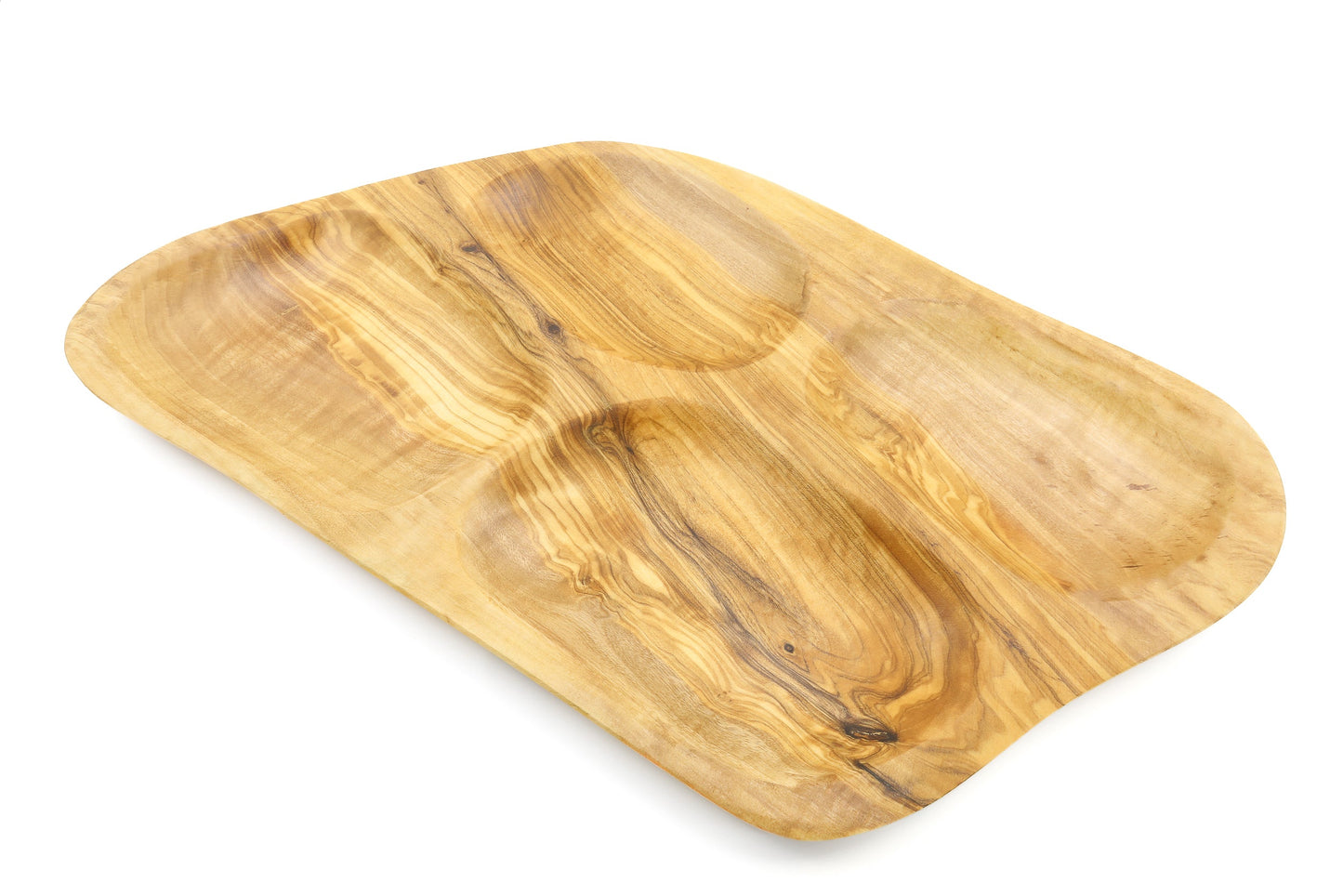 Servierplatte aus Olivenholz in unregelmäßiger Form, mehrteilig