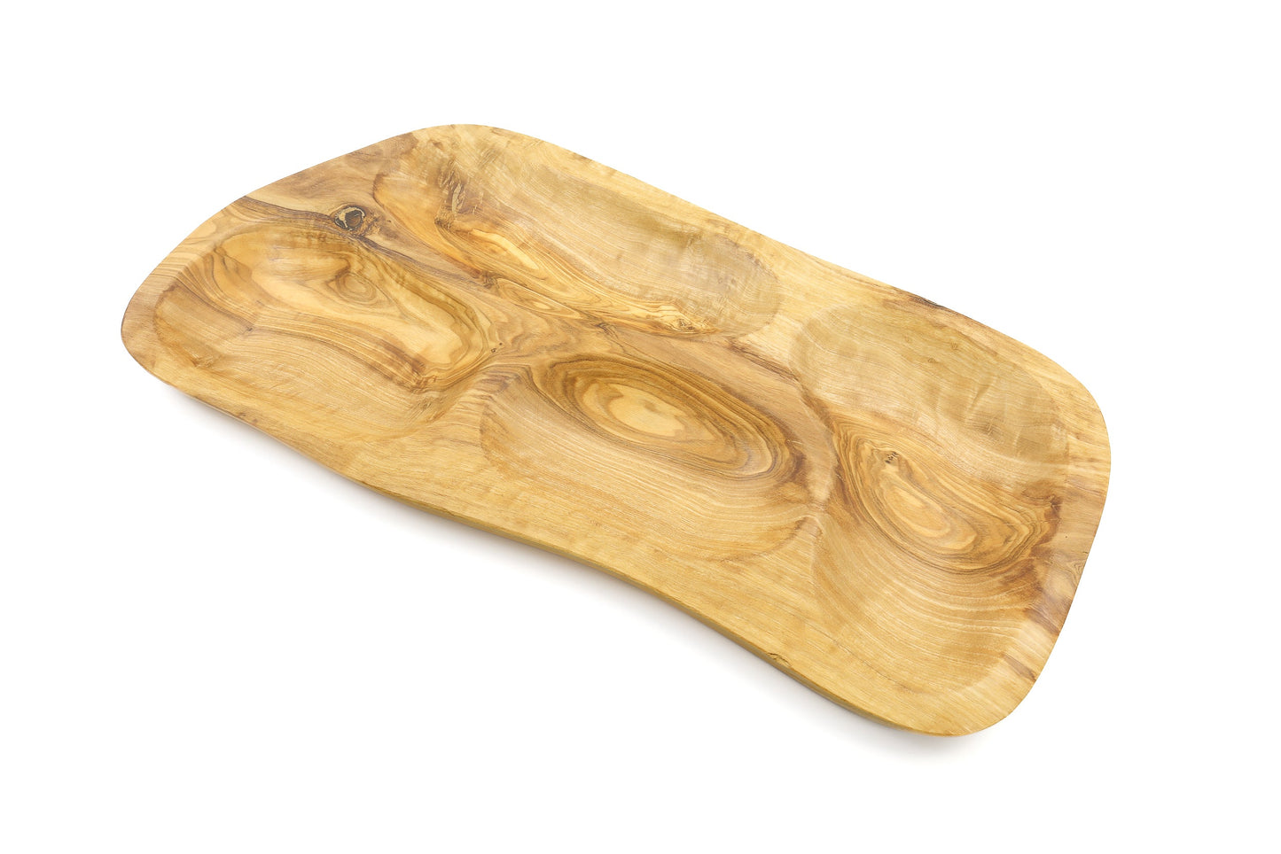 Servierplatte aus Olivenholz in unregelmäßiger Form, mehrteilig