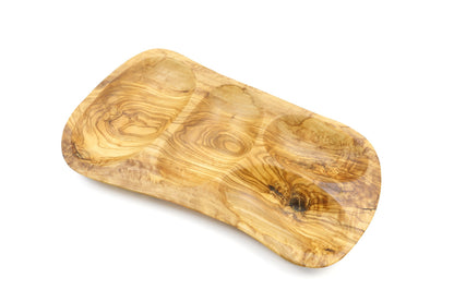 Servierplatte aus Olivenholz in unregelmäßiger Form, mehrteilig