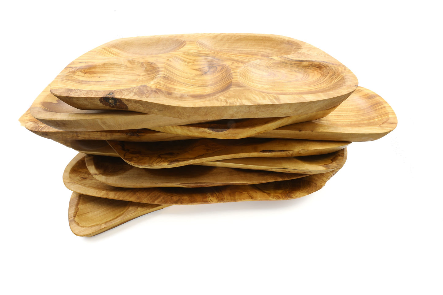 Servierplatte aus Olivenholz in unregelmäßiger Form, mehrteilig