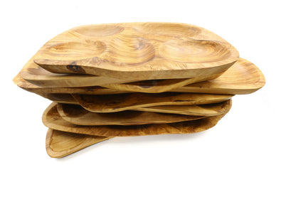 Servierplatte aus Olivenholz in unregelmäßiger Form, mehrteilig
