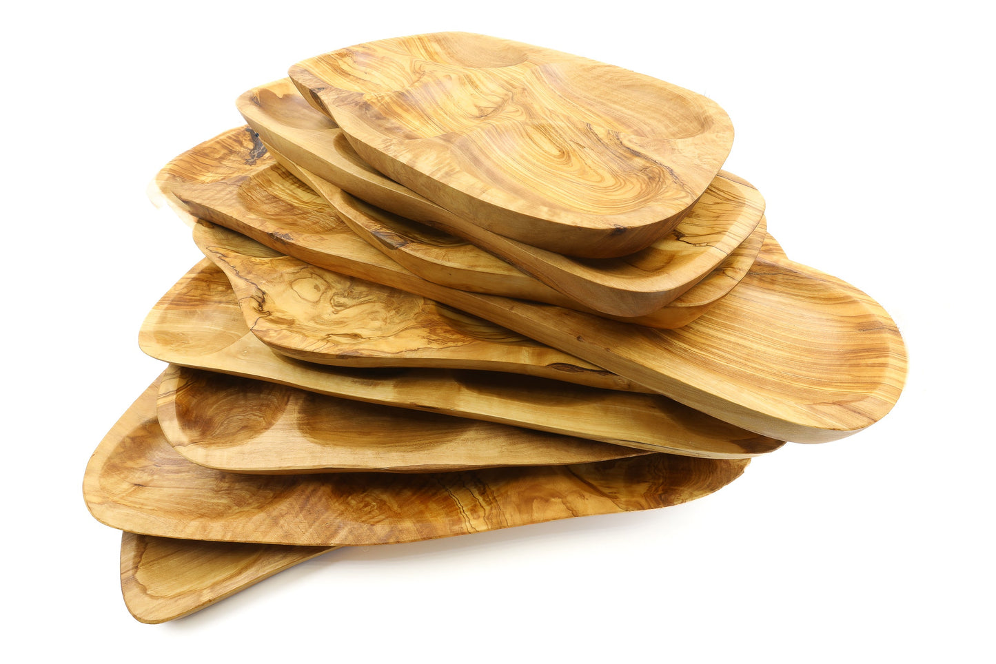 Servierplatte aus Olivenholz in unregelmäßiger Form, mehrteilig