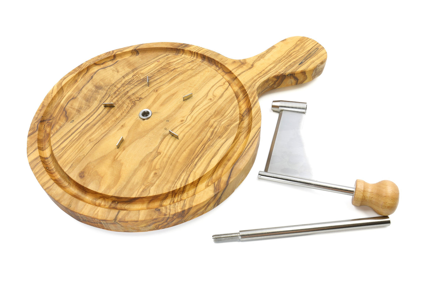Deluxe-Käsewickler aus Olivenholz für Schweizer Käse, Käsehobel für Tête de Moine