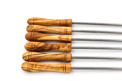 Olive Wood Fondue Gabel | 6stk | Metal & Holz