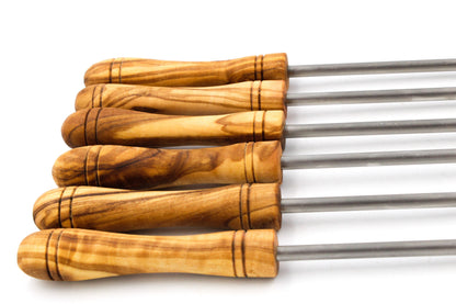 Olive Wood Fondue Gabel | 6stk | Metal & Holz