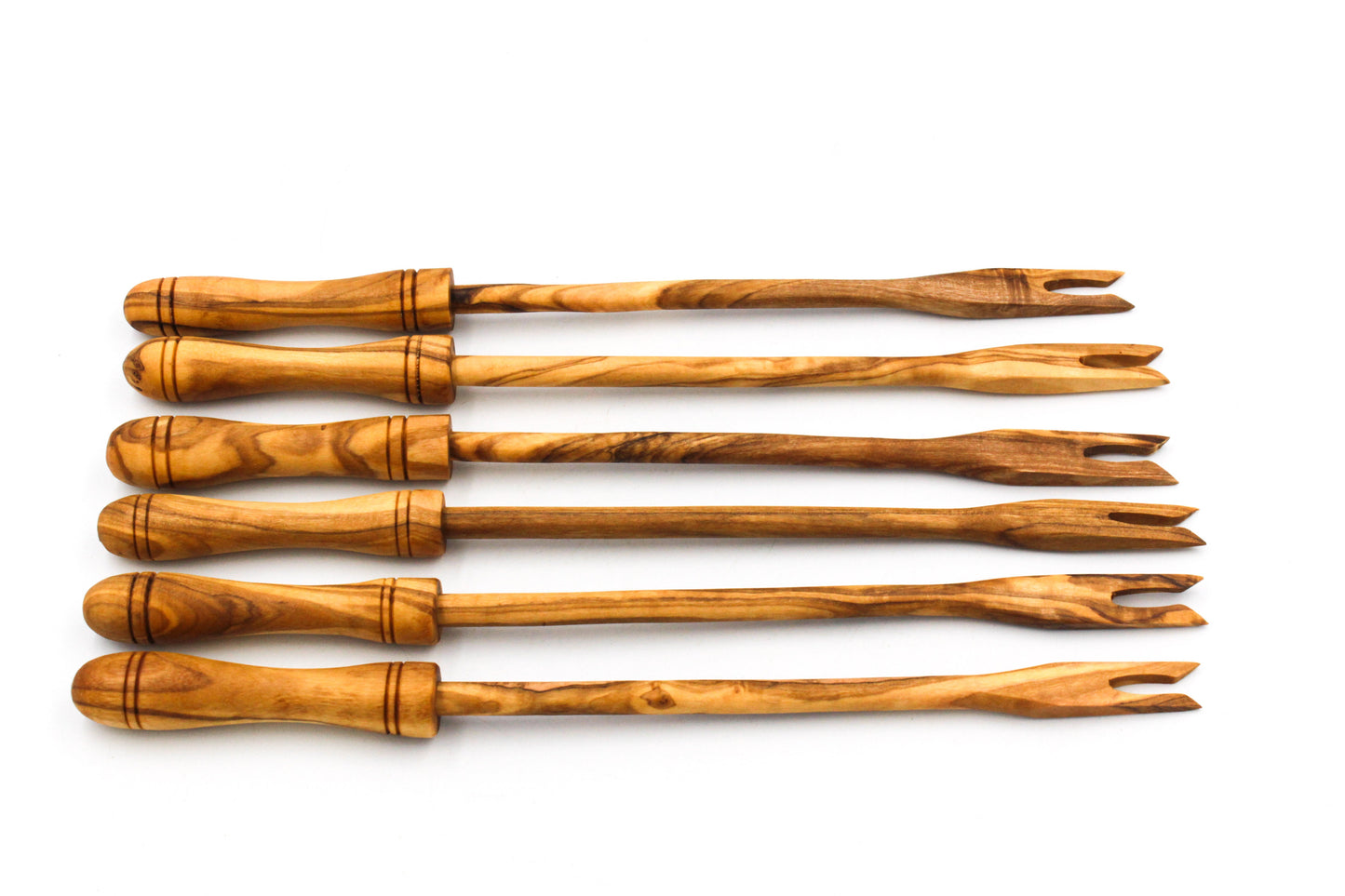 Olive Wood Fondue Gabel | 6stk | Metal & Holz